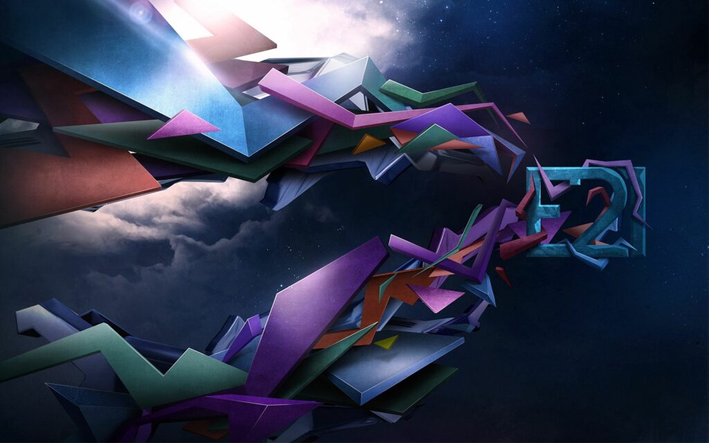 Vibrant Geometric Abstract Wallpaper: Cosmic Chaos & Energy