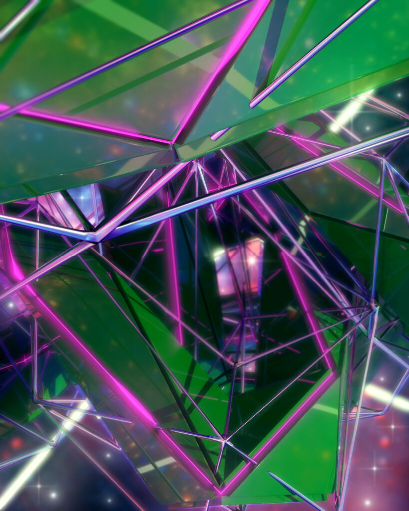 Vibrant Geometric Wallpaper: Green & Magenta Futuristic Background
