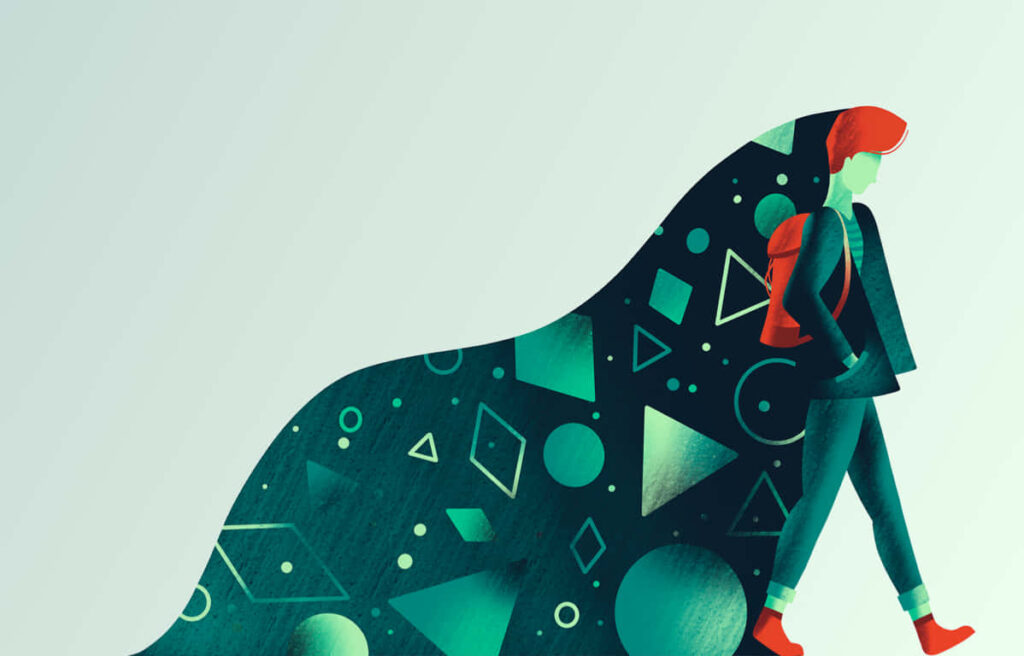 Dynamic Geometric Figure Wallpaper in Vibrant Green & Red