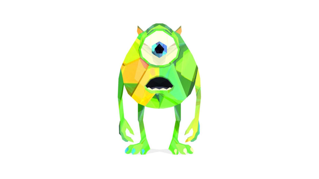 Vibrant Mike Wazowski Geometric Wallpaper - Bold Patterns Background