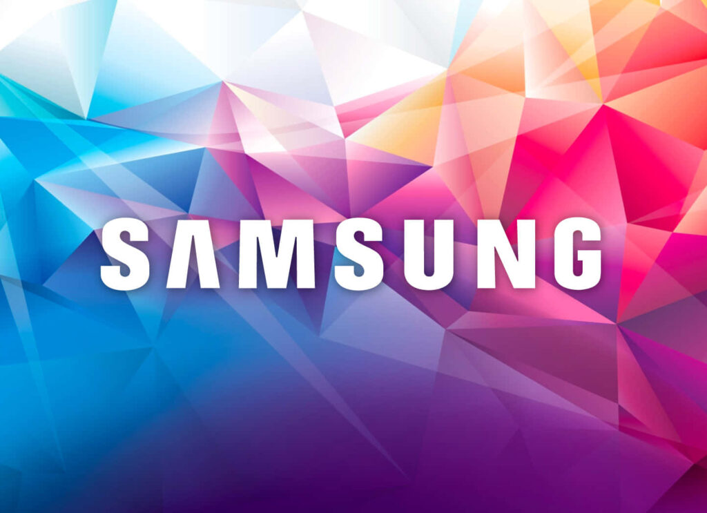 Vibrant Geometric Wallpaper Background with Bold Samsung Logo