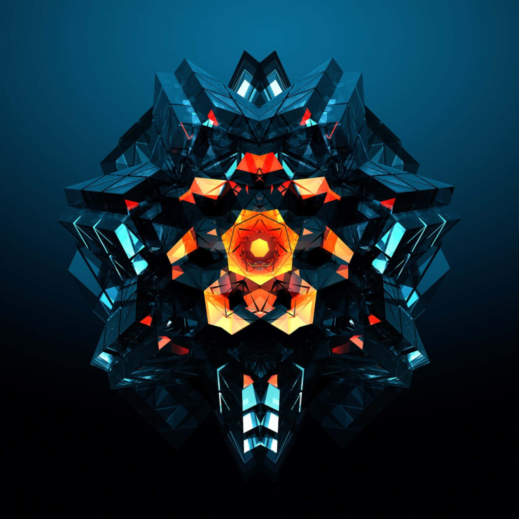 Stunning Geometric Wallpaper: Vibrant Orange & Blue Symmetry