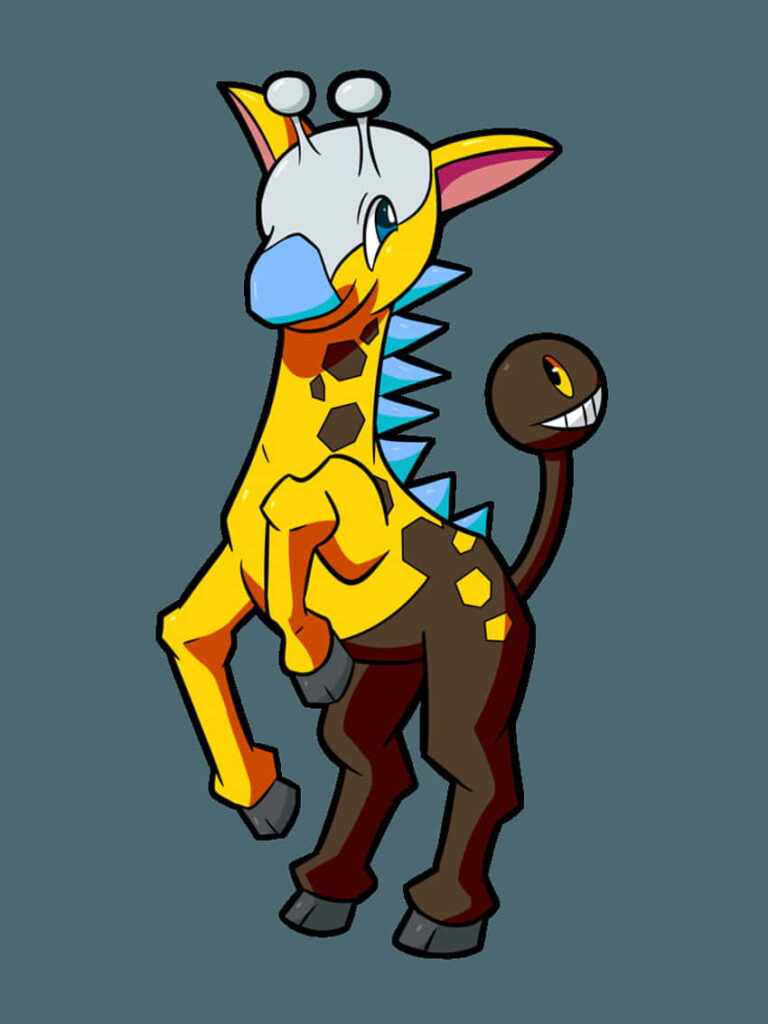 Vibrant Girafarig Fanart Wallpaper: Unique Dual-Tone Design