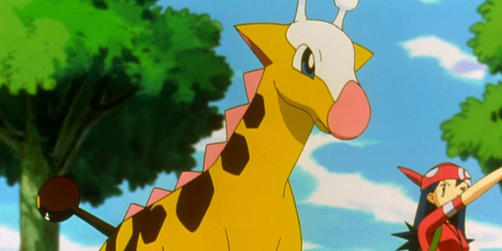 Vibrant Girafarig Wallpaper: Lush Outdoor Adventure Scene