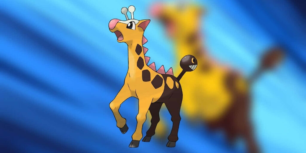 Dynamic Girafarig Wallpaper: Playful Psychic/Normal Pokémon Design