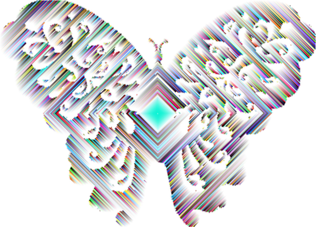 Vibrant Abstract Butterfly Glitch Art Wallpaper - Dynamic Multicolored Design