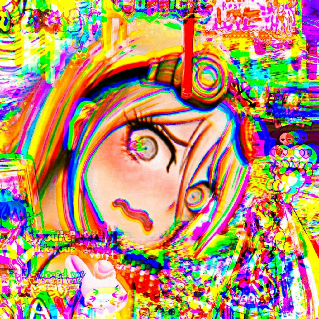 Vibrant Glitchcore Miu Wallpaper – Neon Chaos & Digital Surrealism