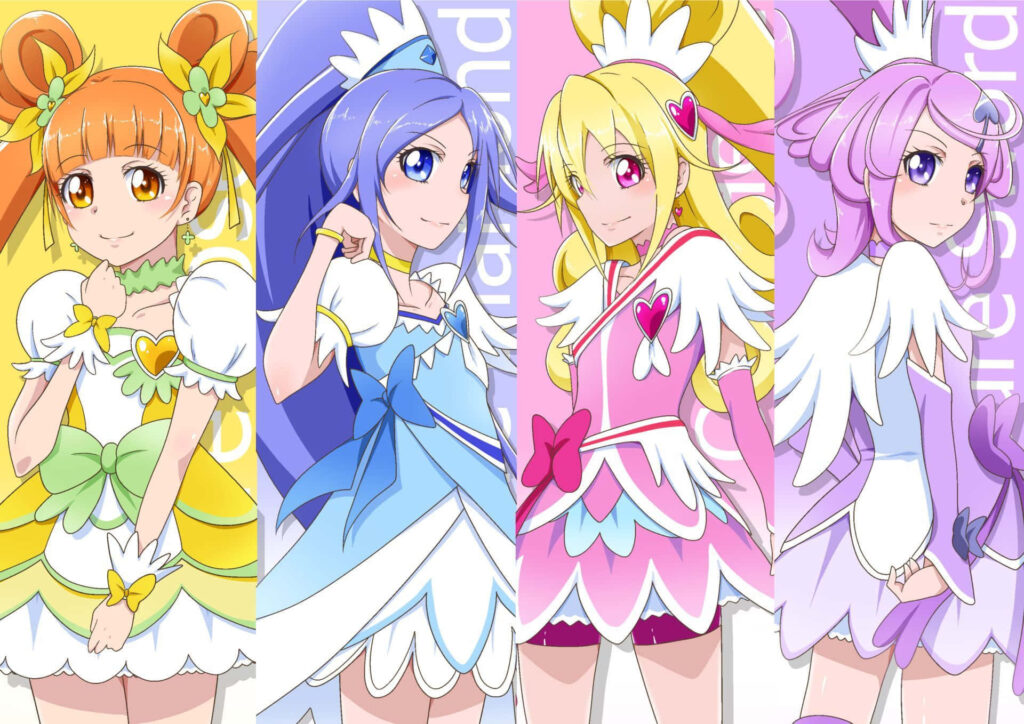 Vibrant Glitter Force Wallpaper: Colorful Collage of Cheerful Characters