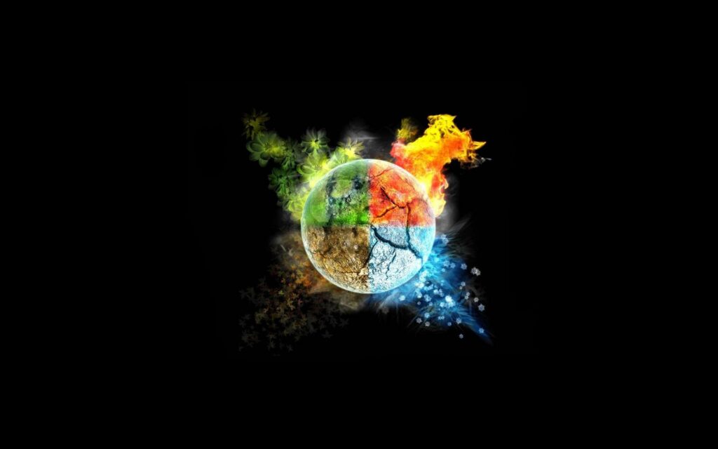 Vibrant Globe Wallpaper: Multi-Colored Elements on Black Background