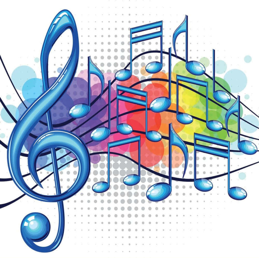 Vibrant G-Clef Wallpaper: Colorful Notes on Abstract Background