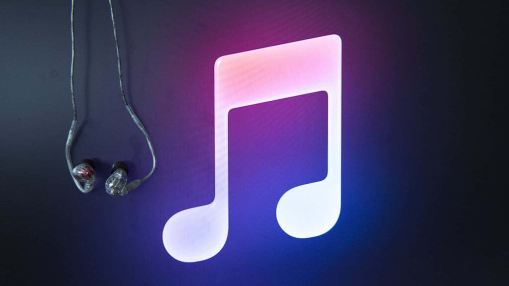Vibrant Musical Note Wallpaper with Headphones - Dark Background