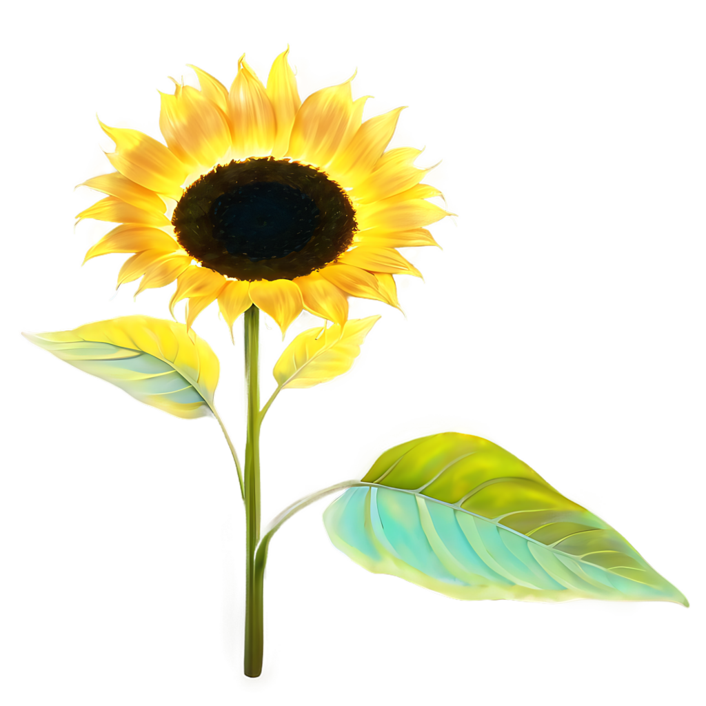 Vibrant Glowing Sunflower Wallpaper on Transparent Background