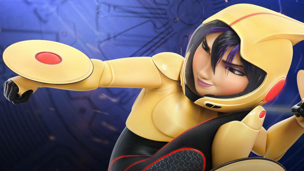 Dynamic Gogo Tomago Wallpaper: Action-Packed Big Hero 6 Design