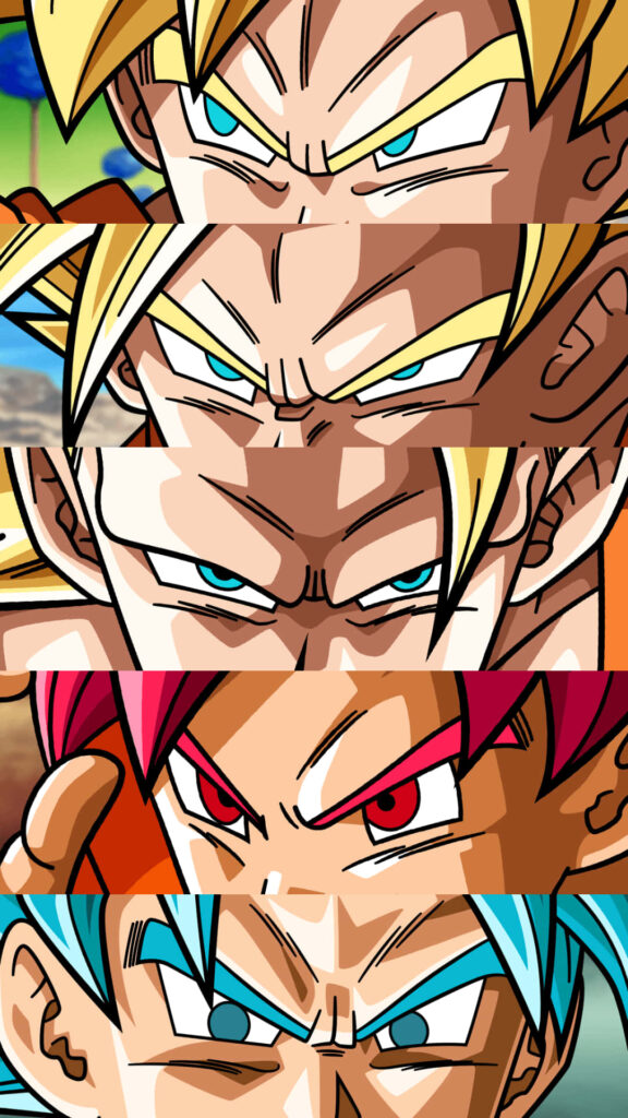 Vibrant Goku Transformations Wallpaper Background for Anime Fans