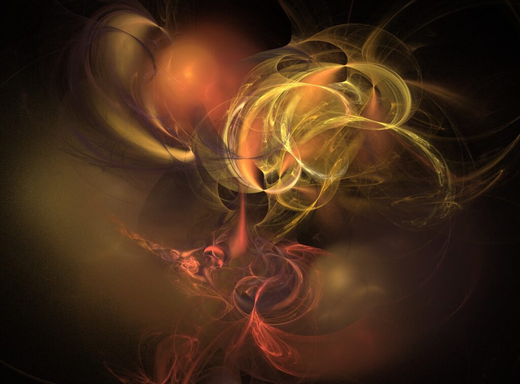 Vibrant Abstract Wallpaper: Intricate Golden & Red Swirling Patterns