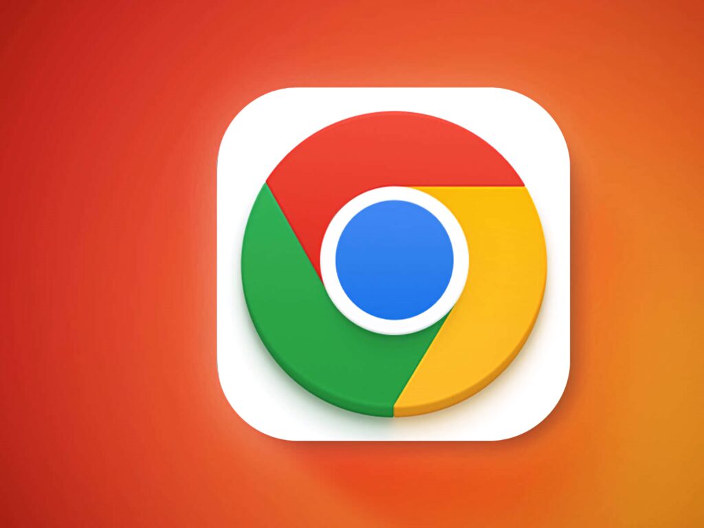 Google Chrome logo on smooth orange red gradient background modern digital browsing wallpaper
