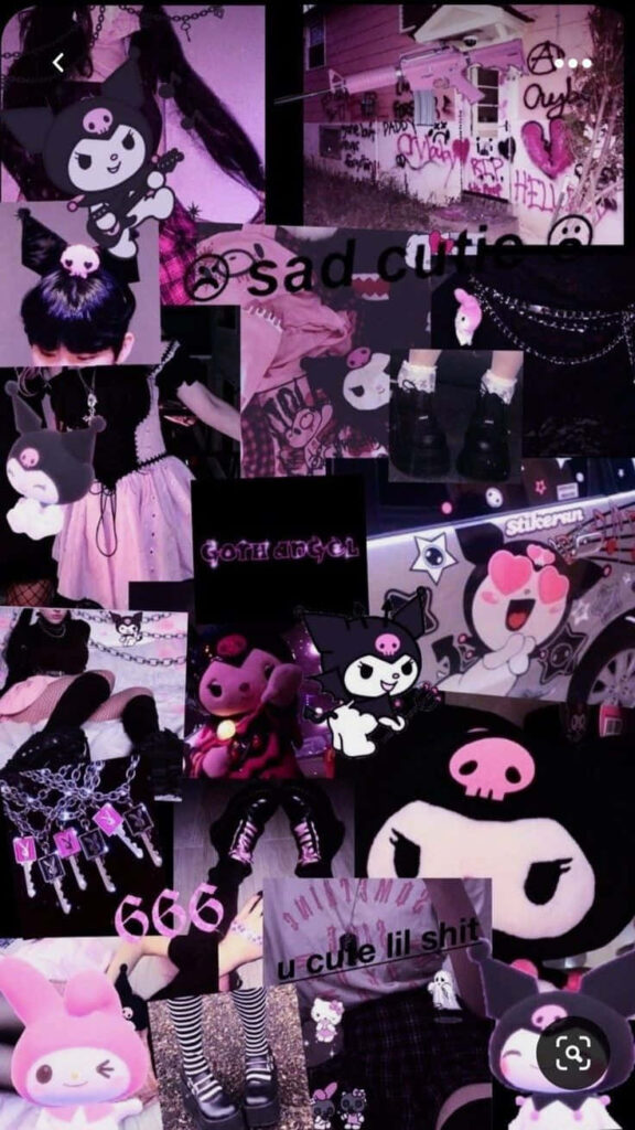 Vibrant Gothic Kawaii Wallpaper: Edgy Yet Adorable Background