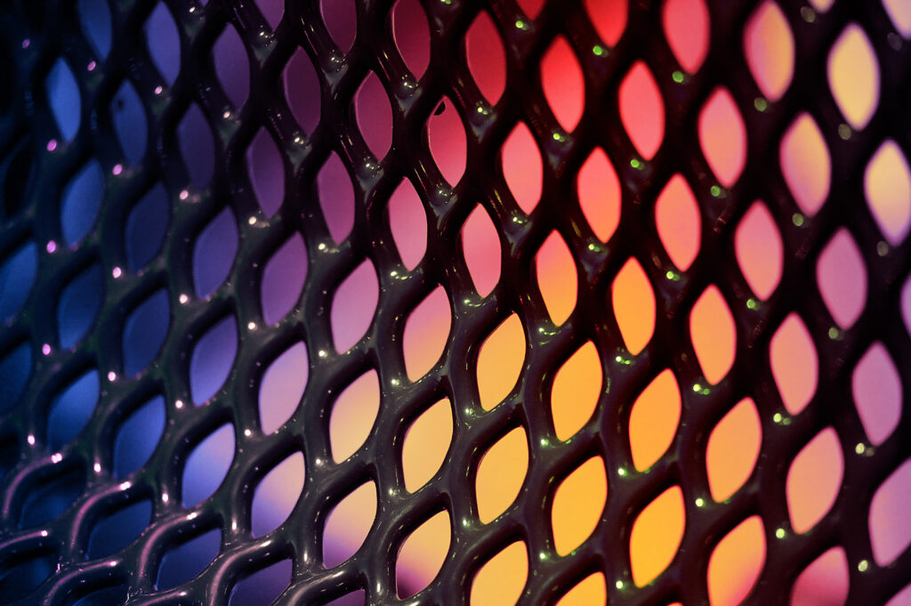 Vibrant Gradient Metallic Grid Wallpaper Background - Modern Aesthetic