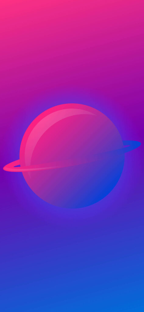Modern Gradient Planet Wallpaper: Pink, Purple & Blue Vibrant Design