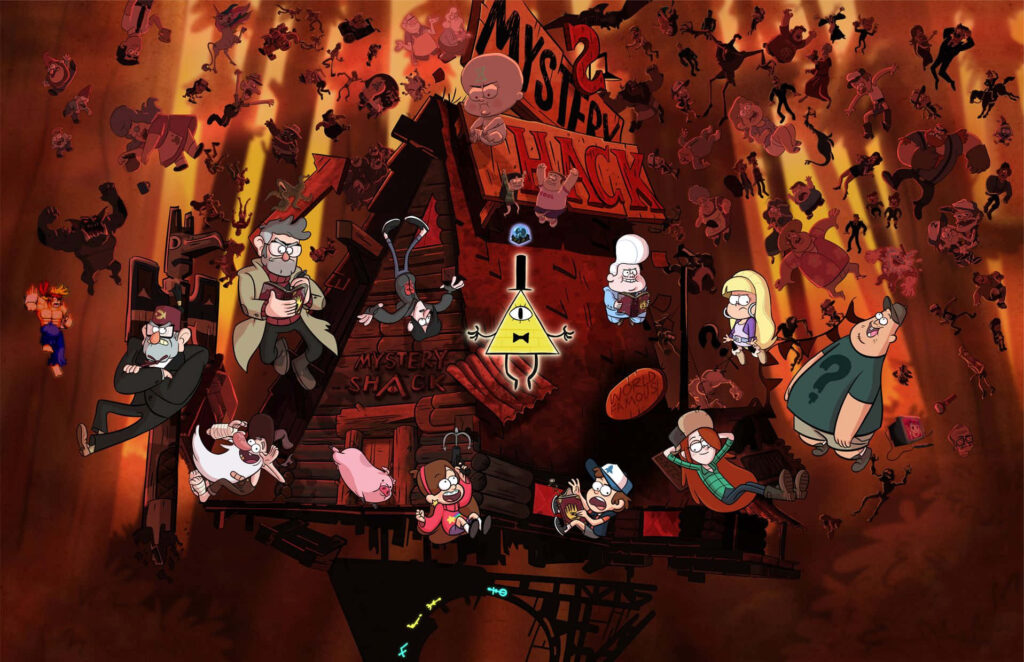 Adventure Awaits: Vibrant Gravity Falls Wallpaper with Dipper, Mabel & Bill