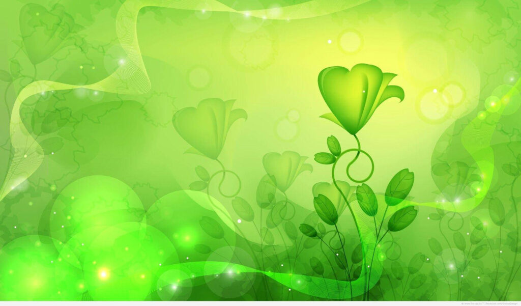 Vibrant Green Abstract Flower Wallpaper - Fresh & Elegant Background