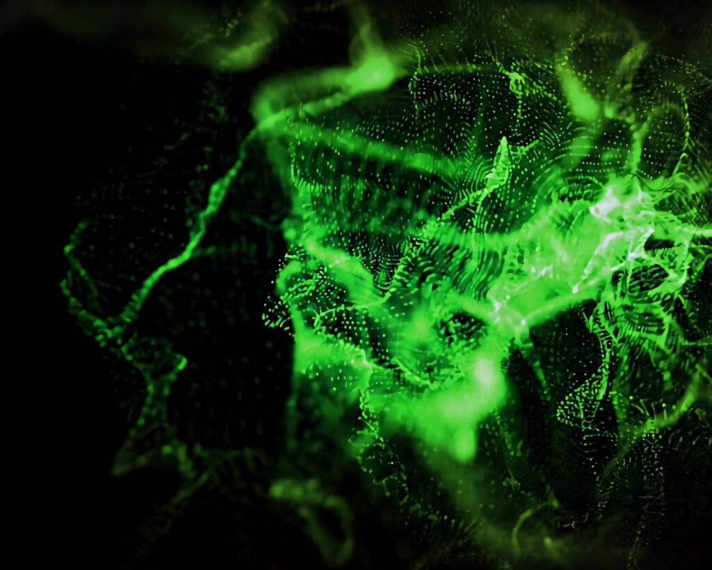 Vibrant Green Abstract Wallpaper with Flowing Fluid Design