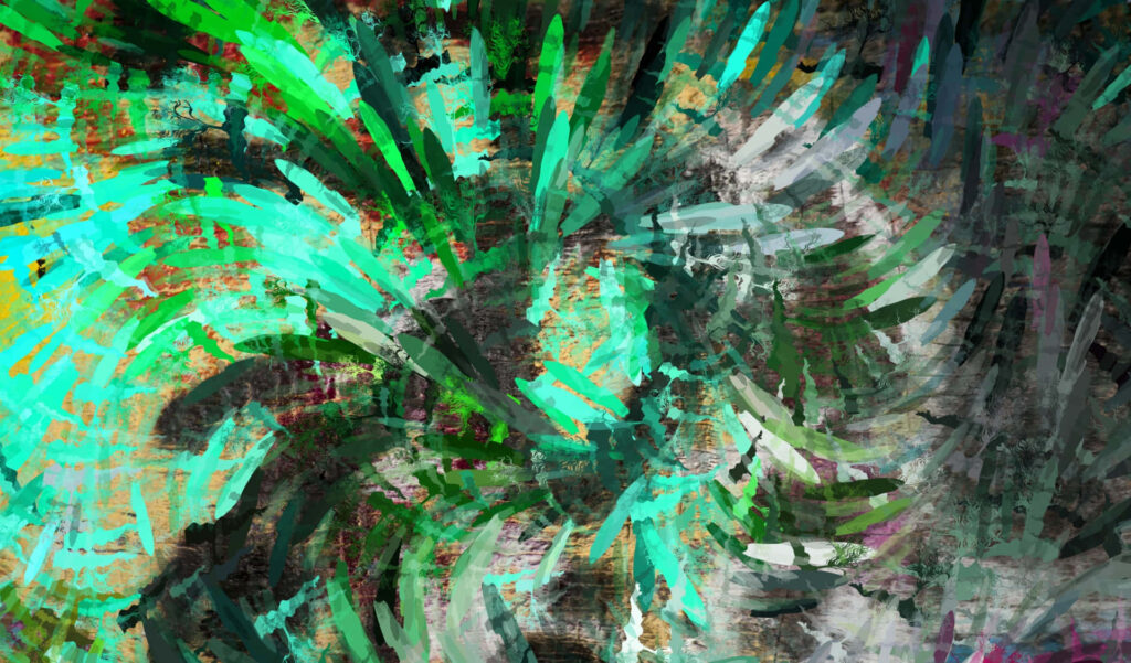 Vibrant Green Abstract Wallpaper with Energetic Brushstroke Design