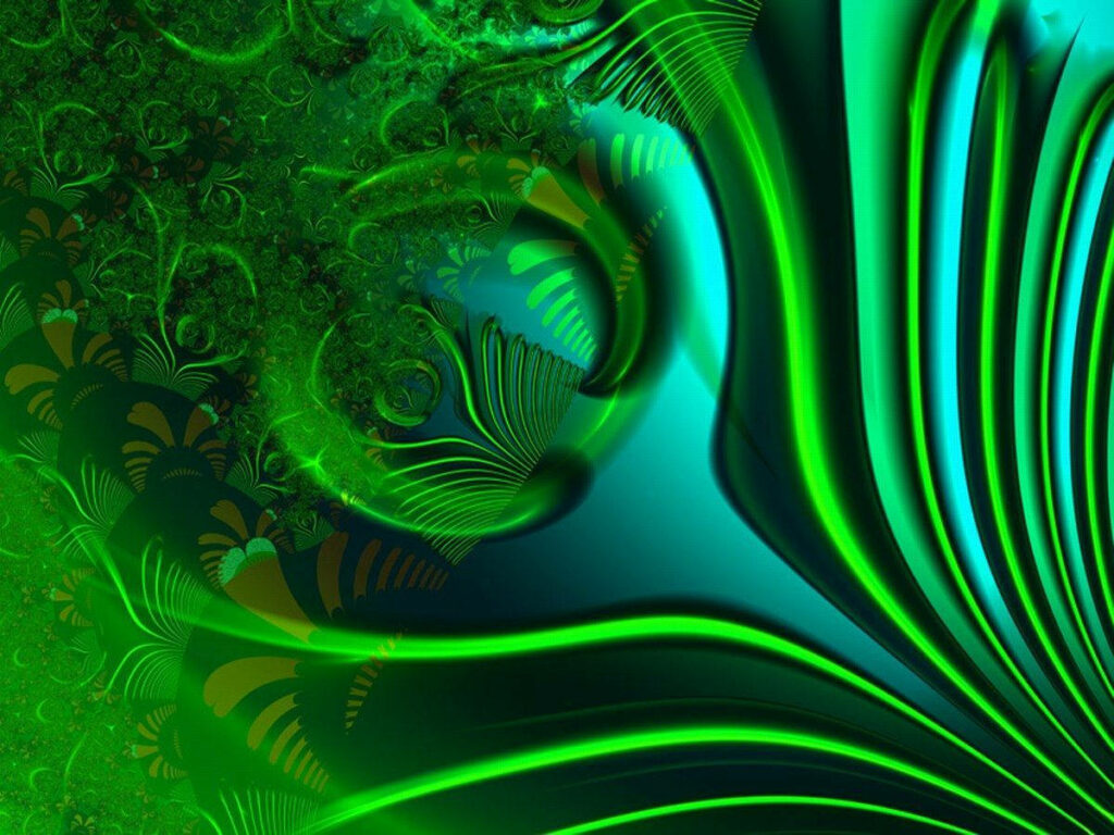 Vibrant Green Abstract Wallpaper: Dynamic Flowing Patterns