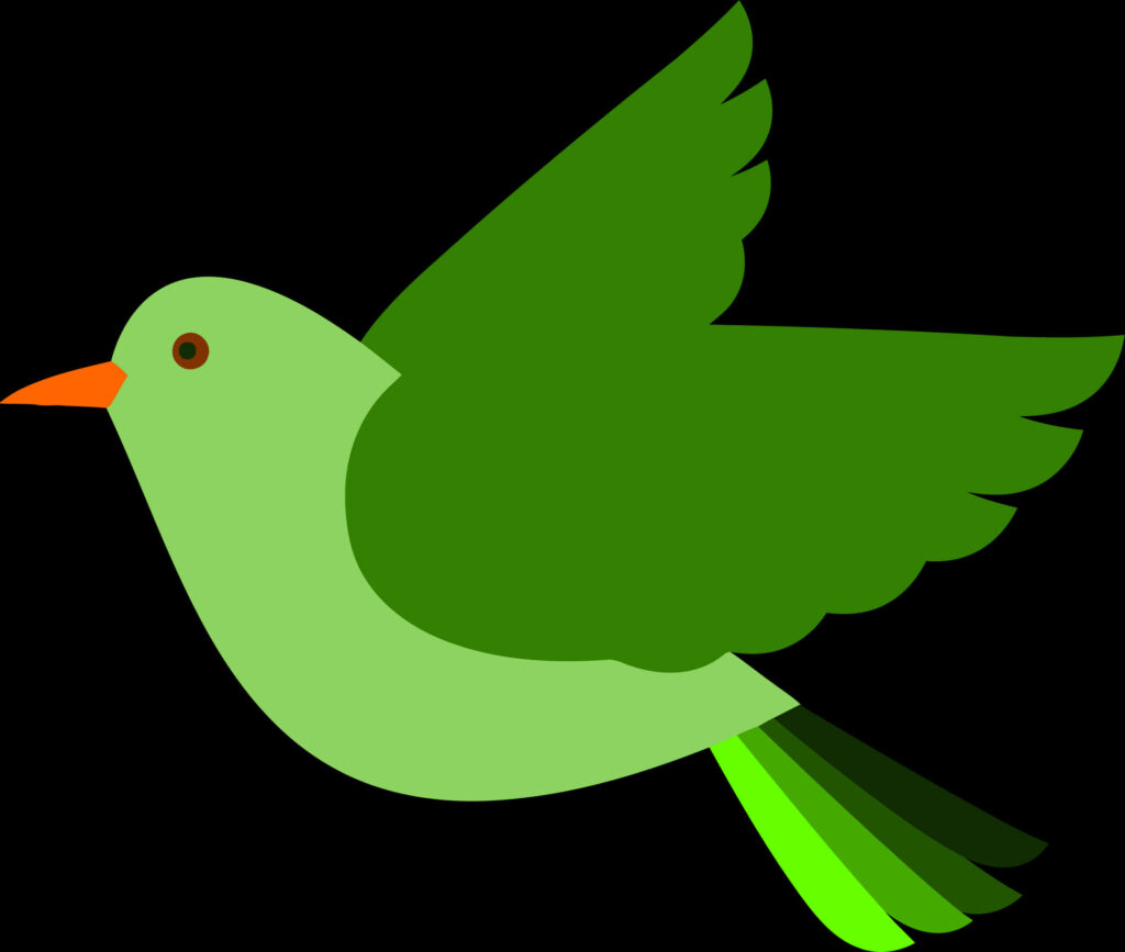 Vibrant Green Bird in Flight: Clean Vector Graphic Wallpaper