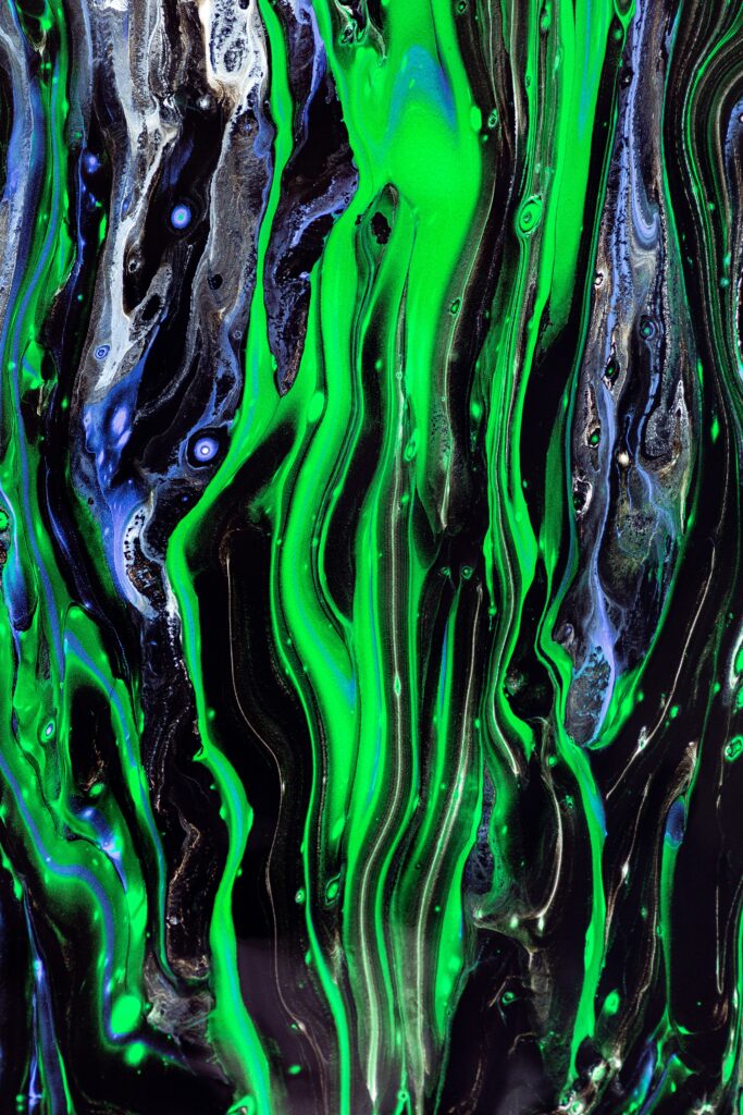 Vibrant Green & Black Abstract Waves Wallpaper for Modern Background