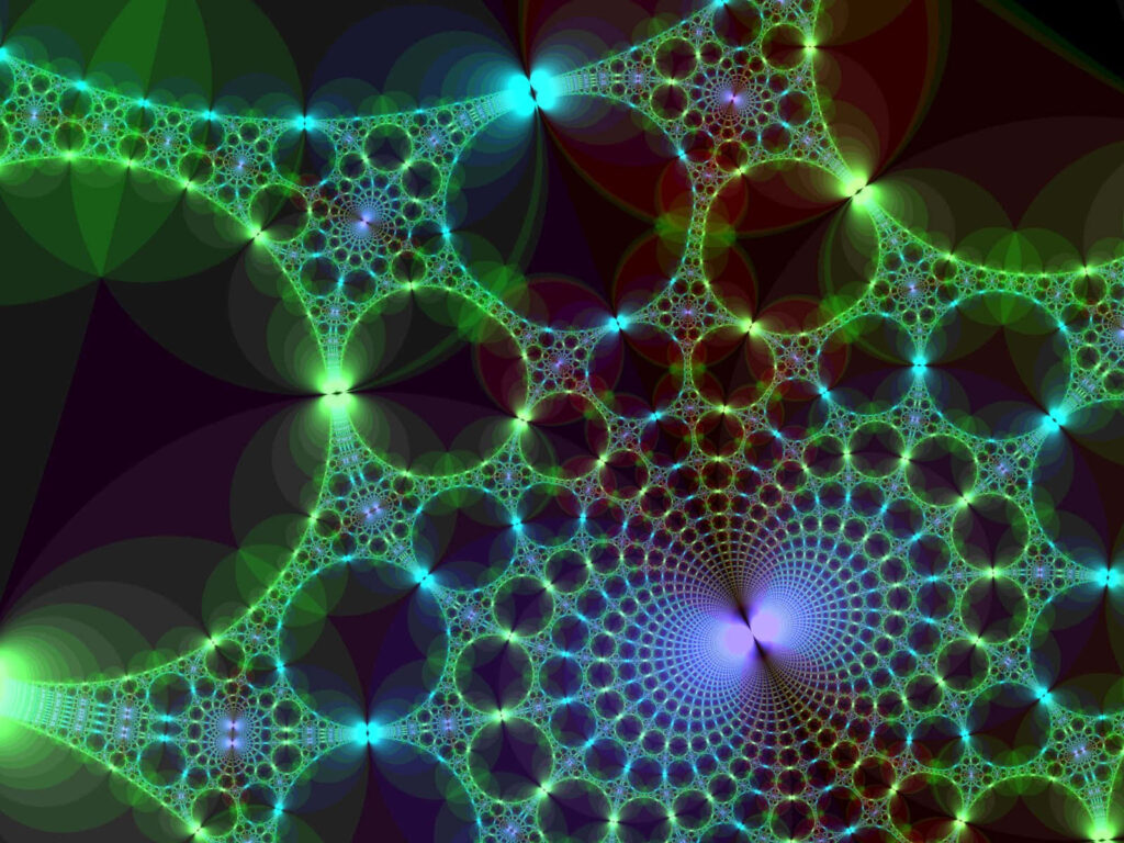 Vibrant Green & Blue Spiderweb Fractal Wallpaper - Intricate Background