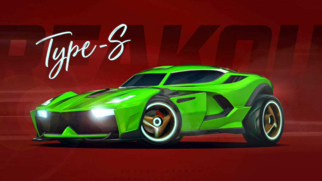 Fierce Breakout Type-S: Rocketing Through a Crimson Abyss with Vibrant Green Speed Wallpaper