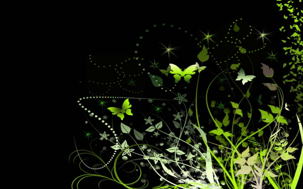 “Vibrant Green Butterfly Among Intricate Plants - Nature Wallpaper”