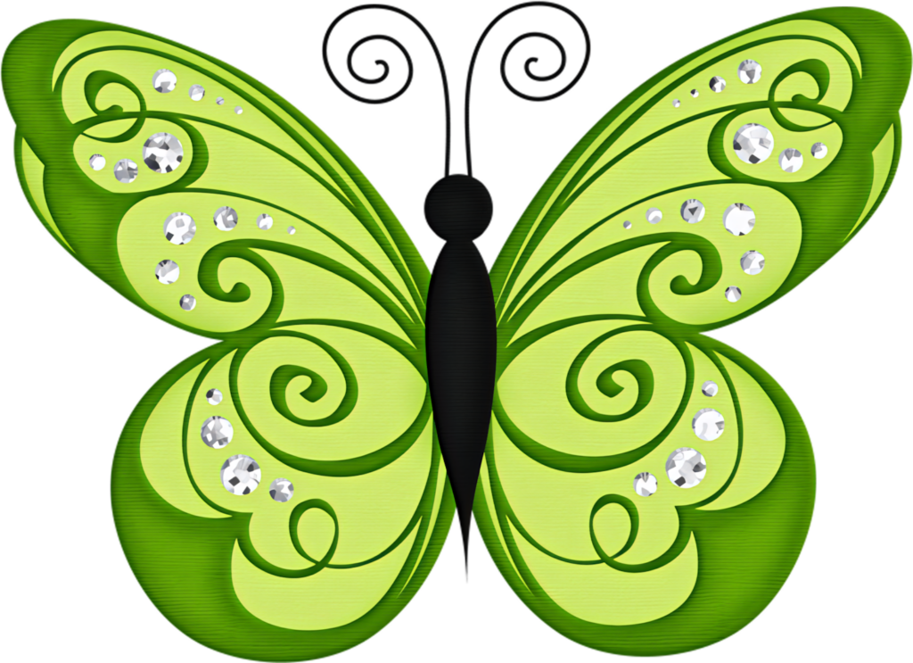 Vibrant Green Butterfly Wallpaper with Intricate Sparkling Patterns