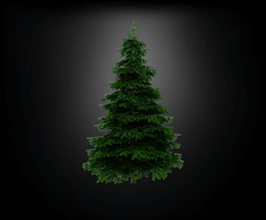 Vibrant Green Christmas Tree on Dark Background - Natural Beauty Wallpaper
