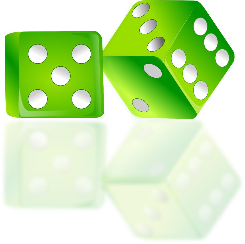 Vibrant Green Dice Vector Wallpaper - Glossy Gaming Design