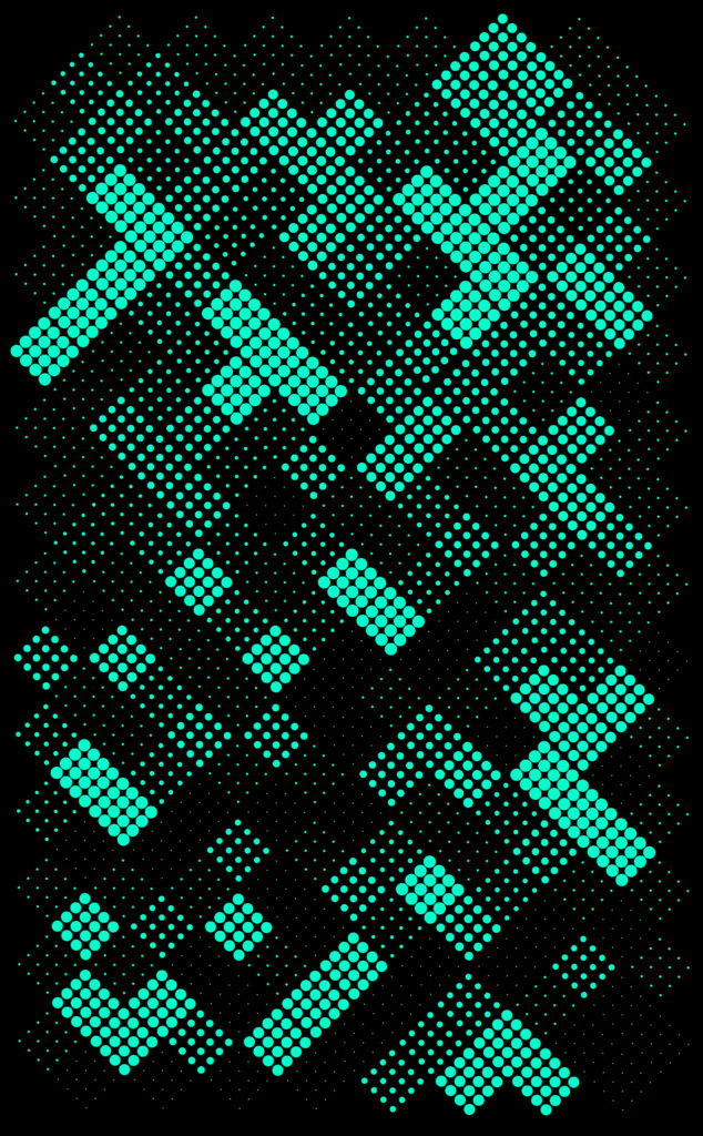 Vibrant Green Dots & Circles Abstract Wallpaper on Black Background