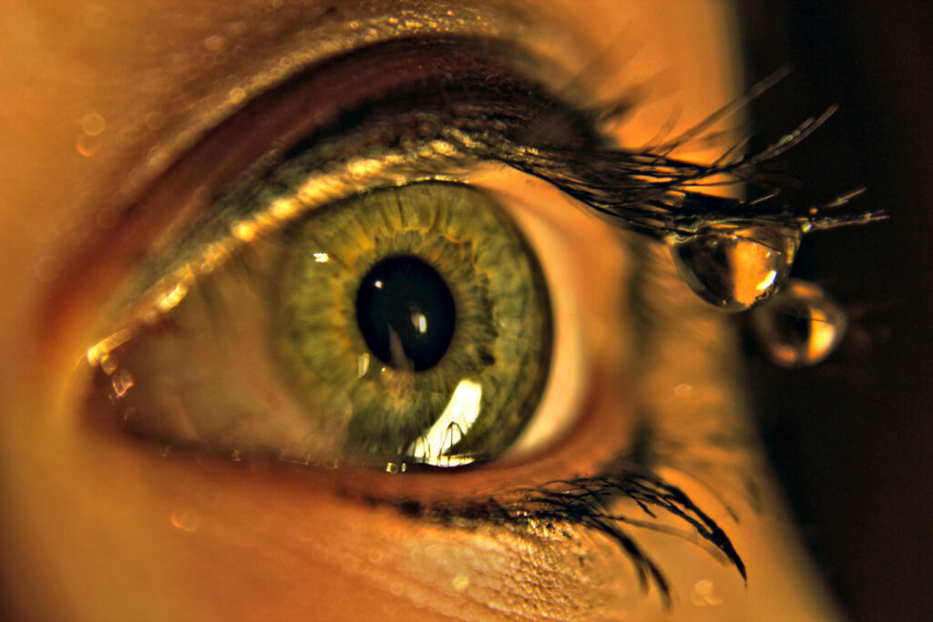 Macro Green Eye Close-Up: Vibrant Colors & Water Drops Wallpaper