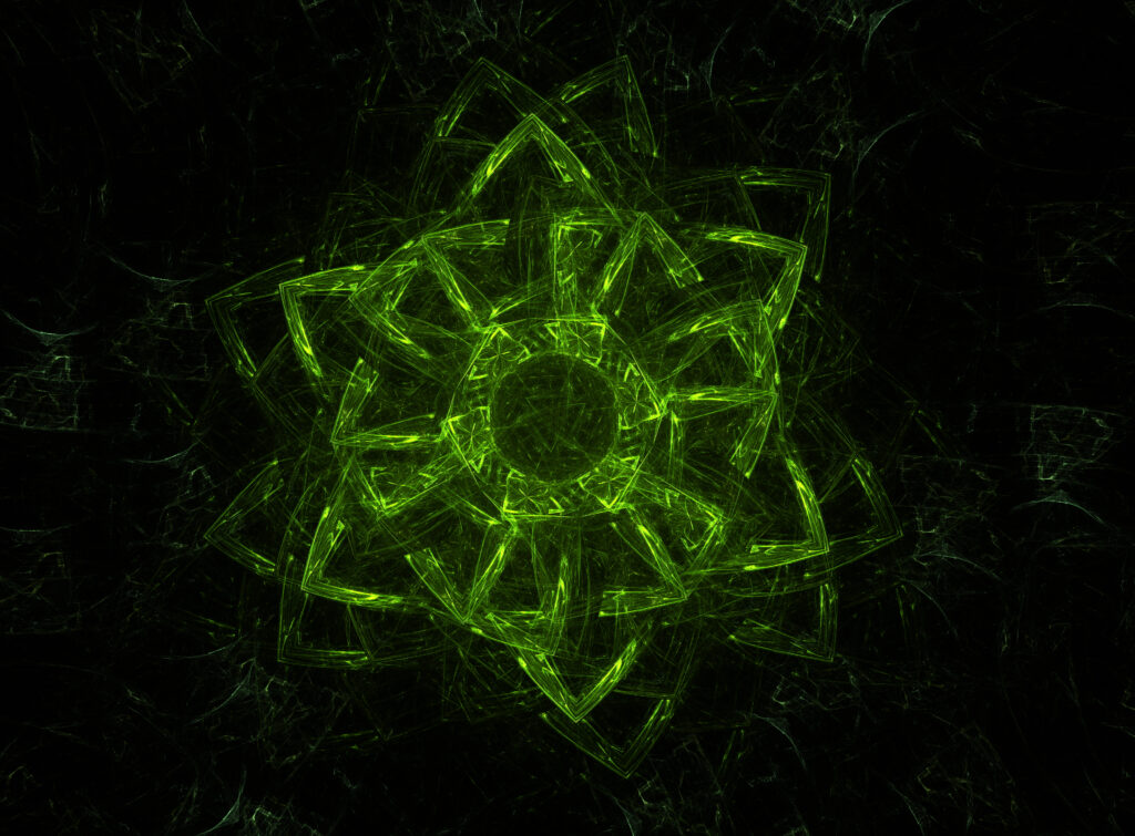Vibrant Green Fractal Wallpaper: Mystical Abstract Design Background