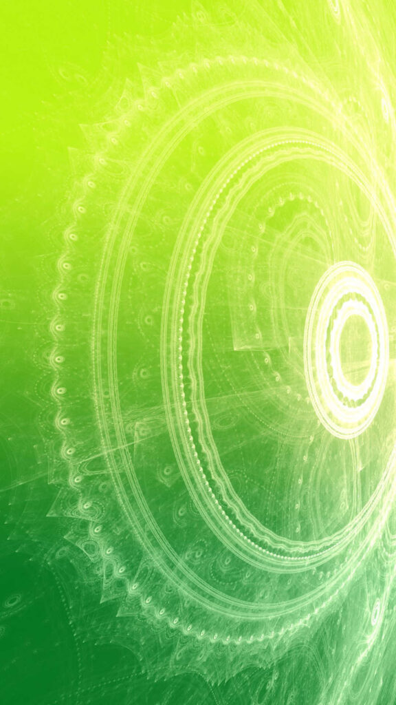 Vibrant Green Gradient Wallpaper with Fractal Circular Patterns