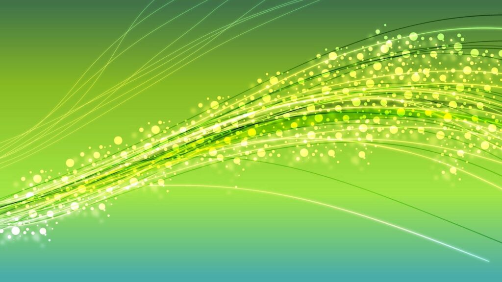 Vibrant Green Gradient Wallpaper with Curving Lines and Glittering Effects