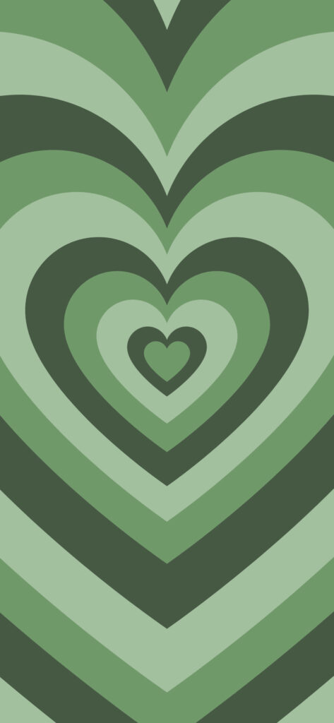 Vibrant Green Heart-Shaped Wallpaper Background in Layered Design