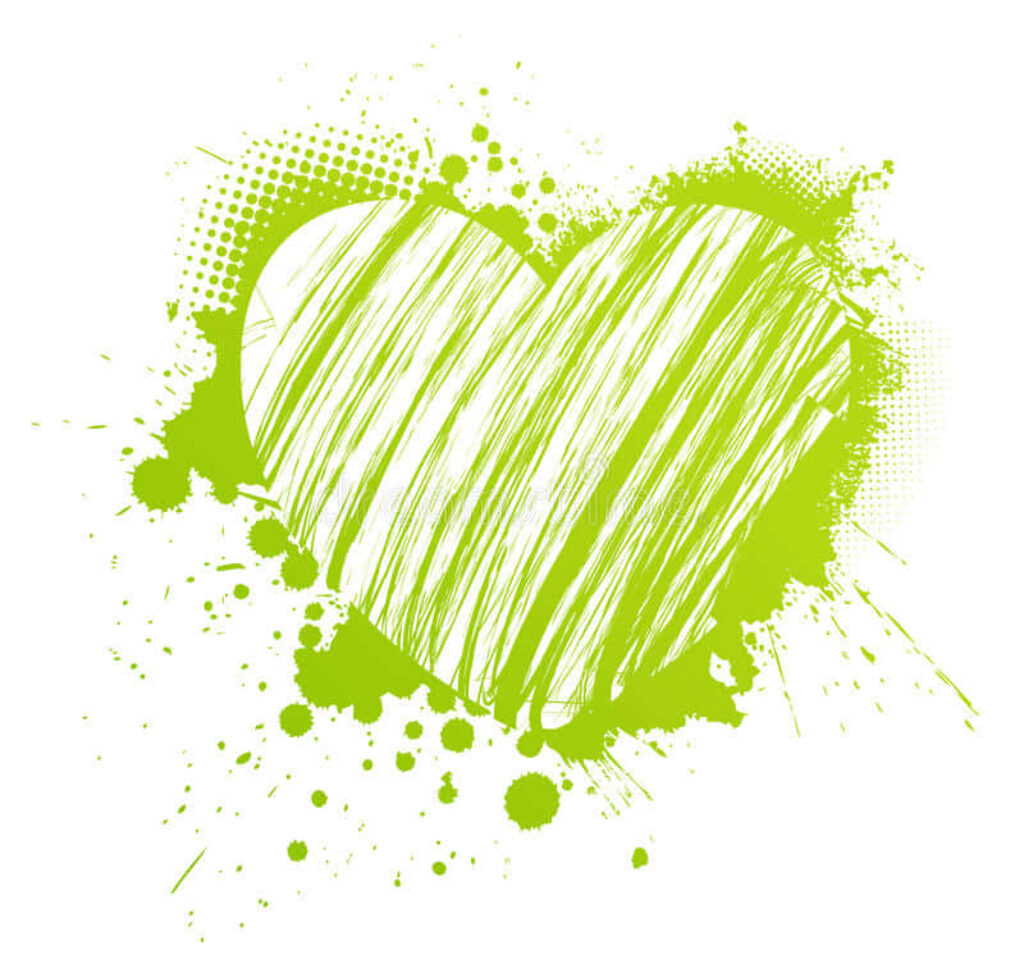 Vibrant Green Heart Wallpaper with Artistic Splatter Background