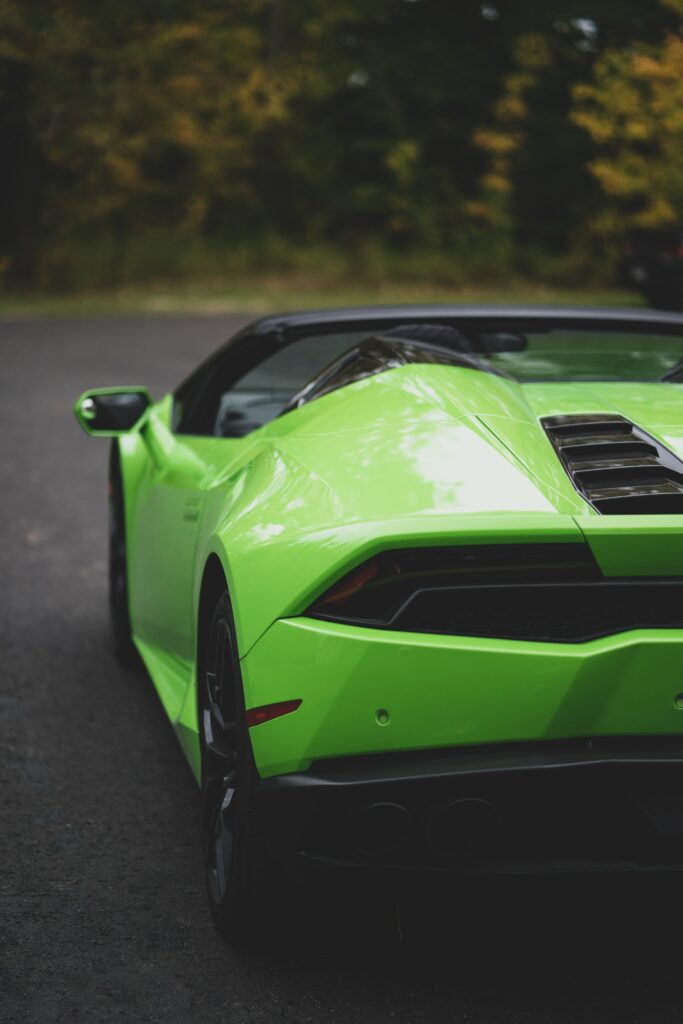 Vibrant Green Lamborghini Gallardo Rear View Wallpaper Background