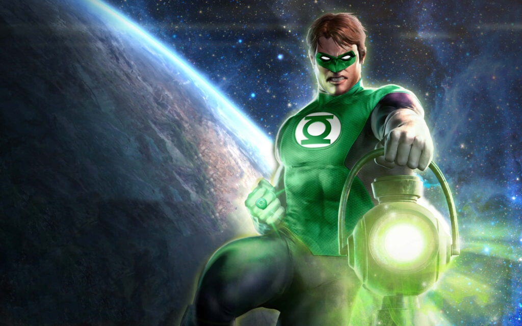 Vibrant Green Lantern Wallpaper: Iconic Superhero in Space with Lantern