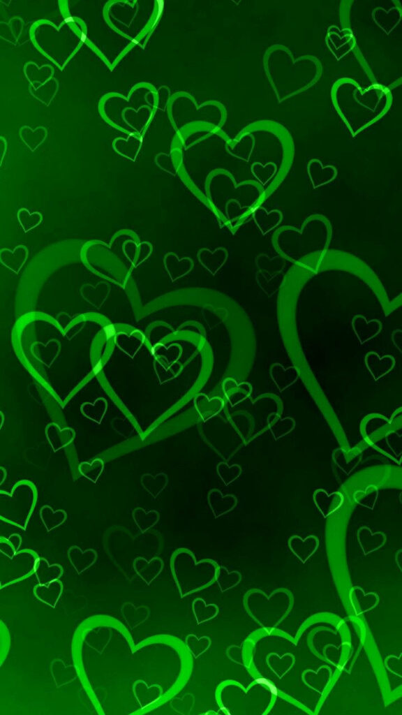 Vibrant Green Neon Heart Wallpaper on Dark Background