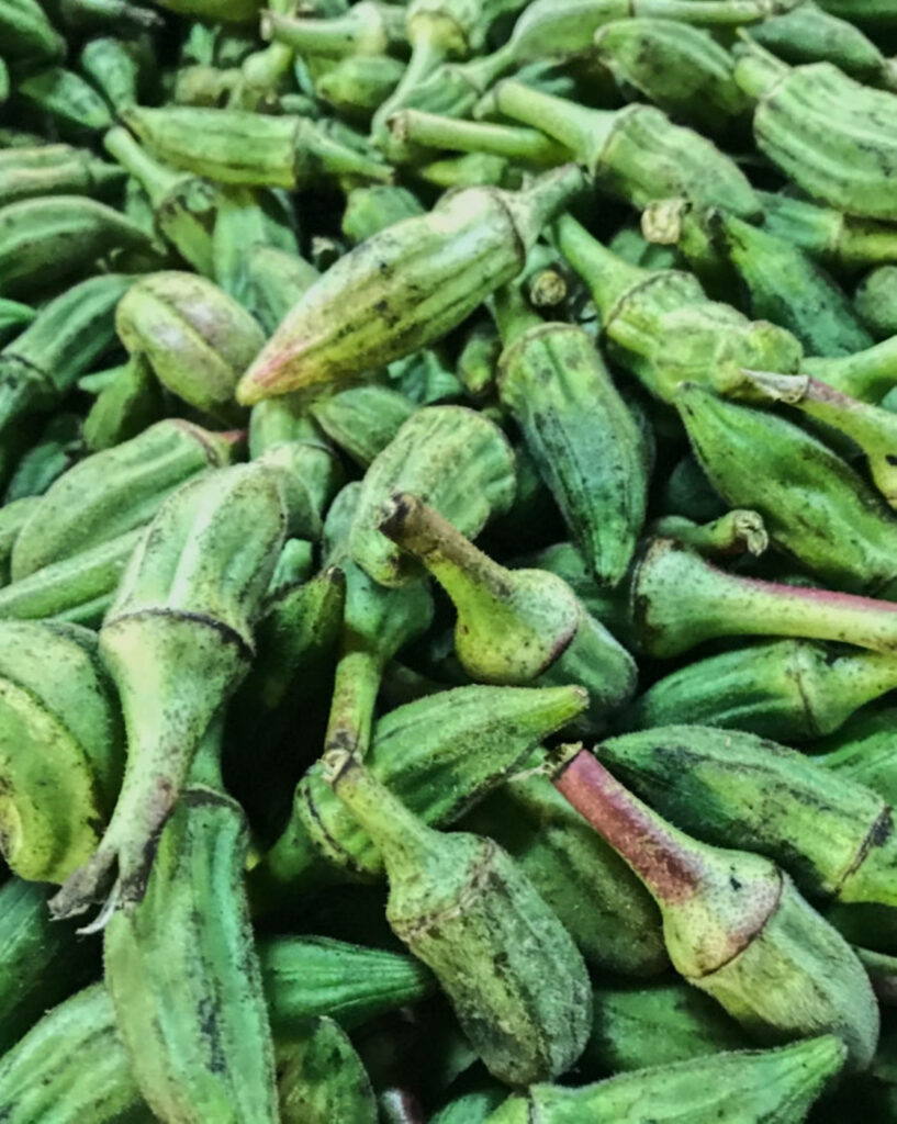 Close-Up Green Okra Wallpaper: Fresh Textures & Natural Beauty