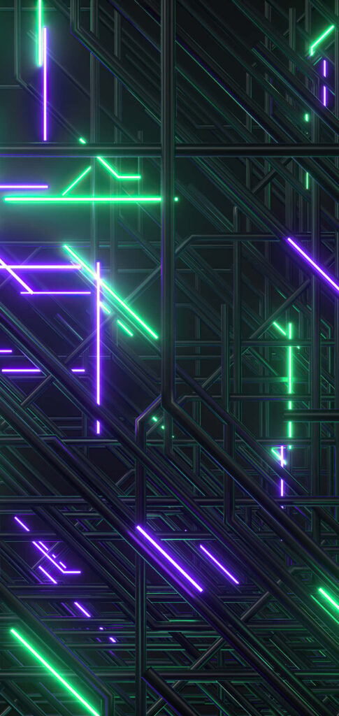 Vibrant Abstract Neon Wallpaper: Futuristic Green & Purple Design