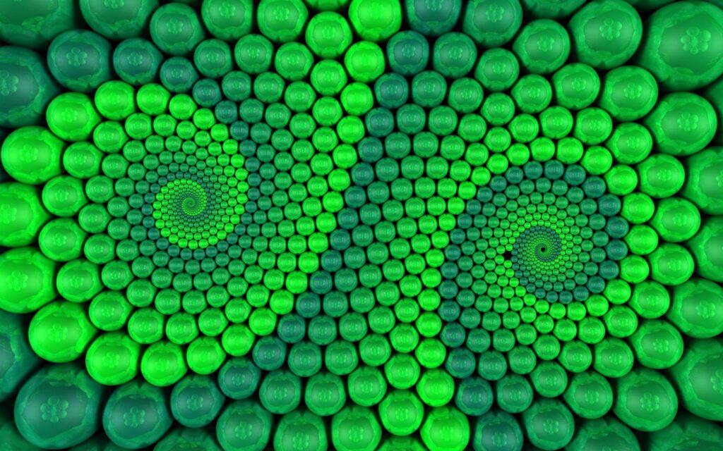 Intricate Green Sphere Spiral Wallpaper - Vibrant 1920x1200 Background
