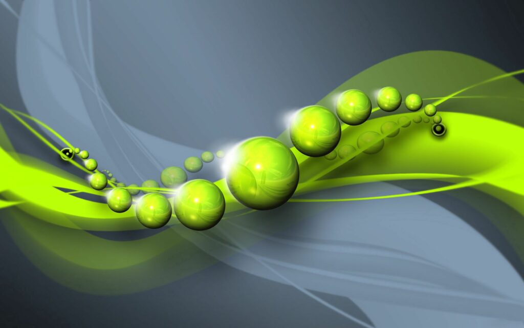 Dynamic Green Spheres Wallpaper - Modern Abstract Background